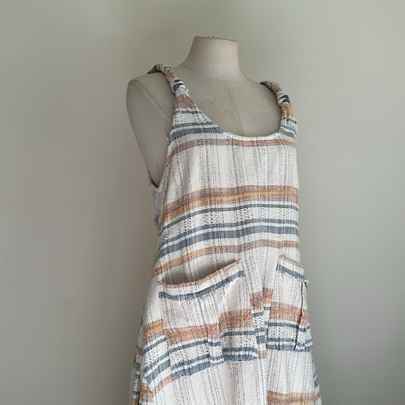 Free People Harper Striped Linen Dress sz XS Natural Combo - Picture 3 of 7